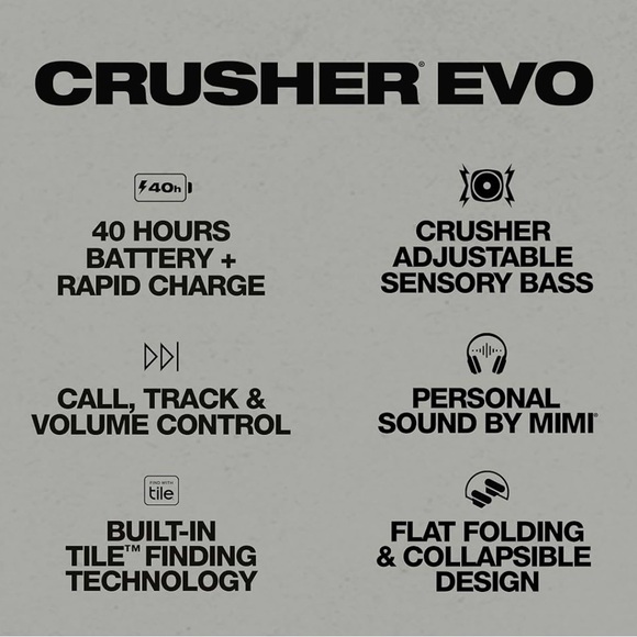 Skullcandy Crusher Evo Wireless Over-Ear Bluetooth Headphones - Picture 7 of 9